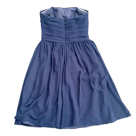 Bill Levkoff Chiffon Short Strapless Dress Sweetheart Neckline Navy 6 Bridesmaid - Picture 9 of 12